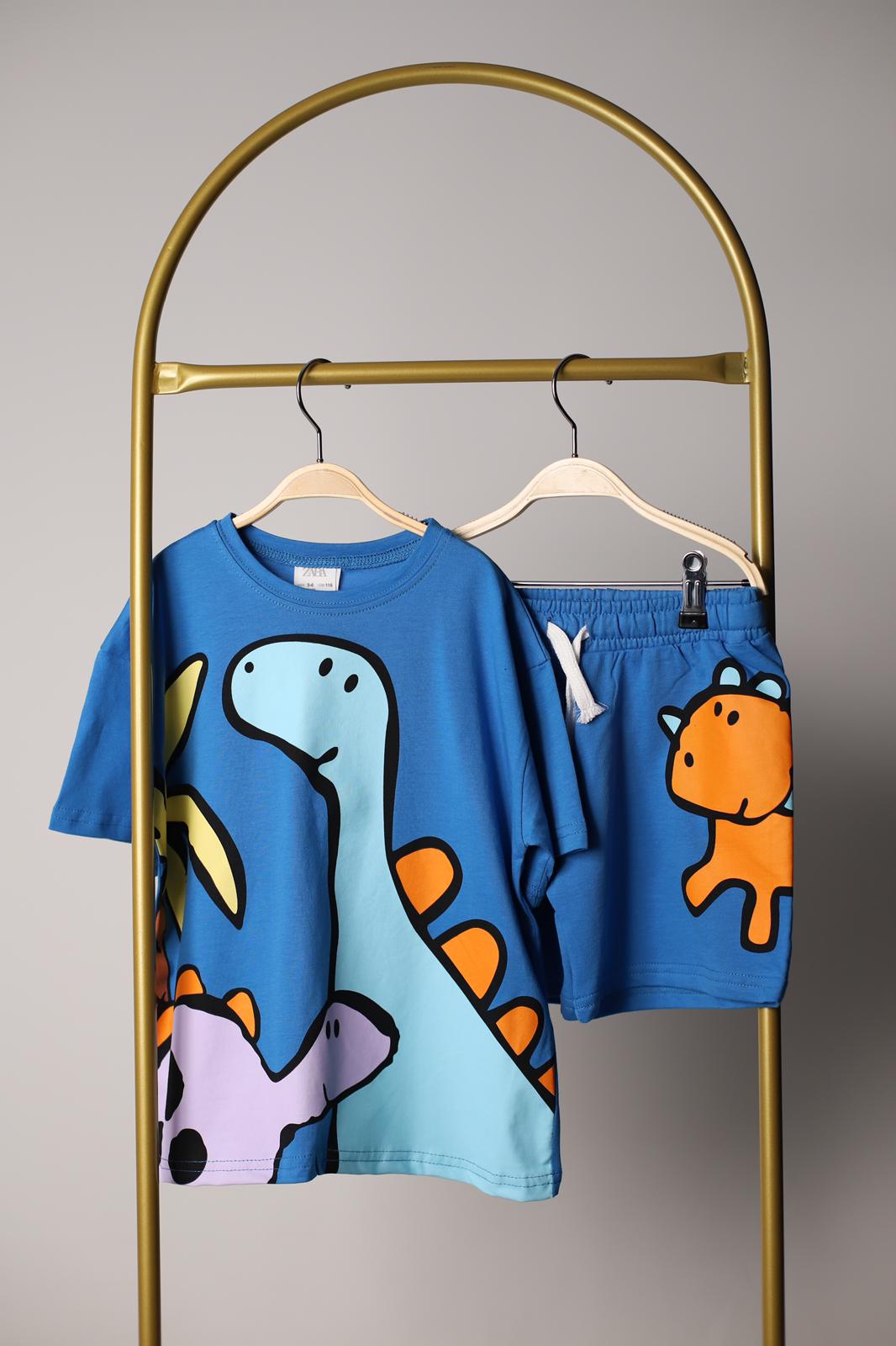 Dino Baskılı Şortlu Takımı